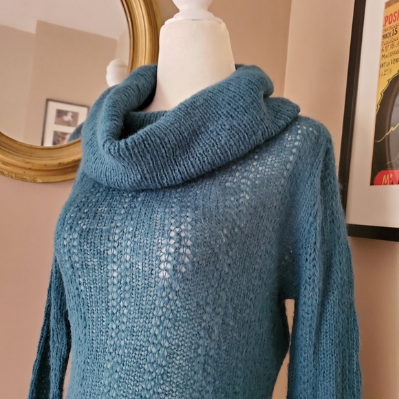 Wooden Ships Cowl Neck Teal Blue Tunic Sweater S/M - Picture 9 of 16